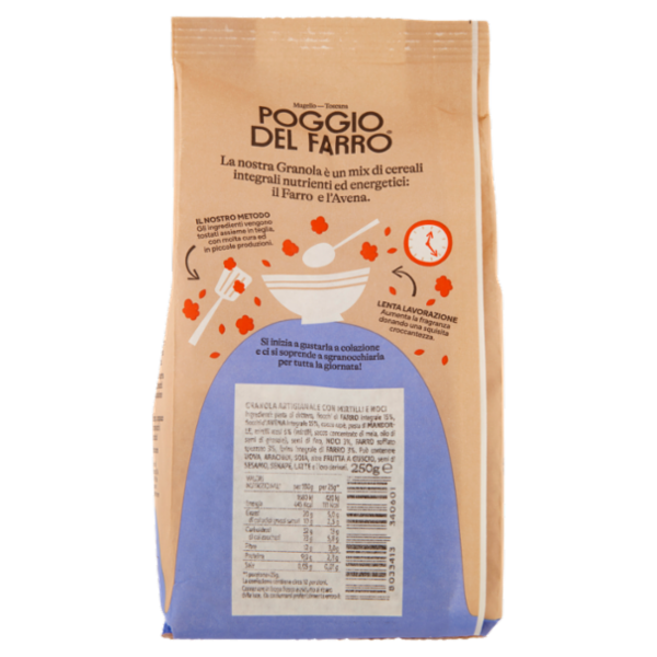 Poggio del Farro Granola artigianale Mirtilli Rossi e Noci 250 g