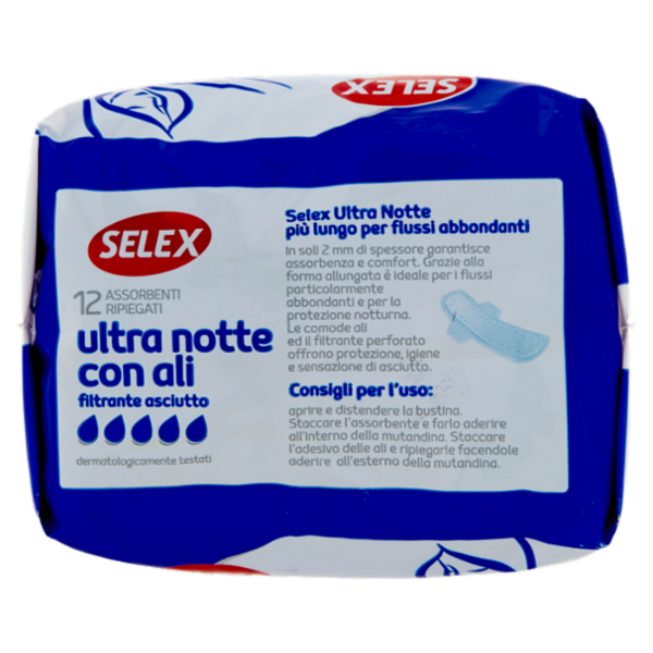 Selex Assorbenti Ultra Sottili Notte con Ali in Bustine Singole 12 pezzi
