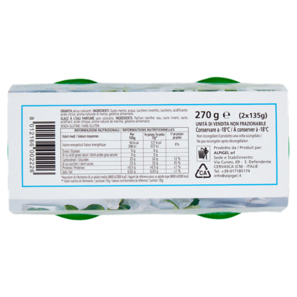 Alpigel Granite gusto Menta senza coloranti 2 x 135 g
