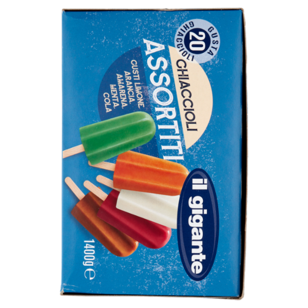 IL GIGANTE Ghiaccioli Assortiti Gusti Limone, Arancia, Amarena, Menta, Cola 20 x 70 g