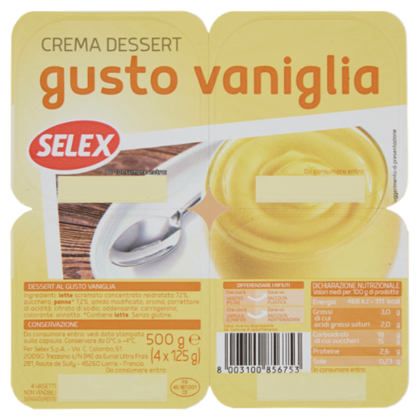 Selex Crema Dessert al Gusto Vaniglia 4x125 g