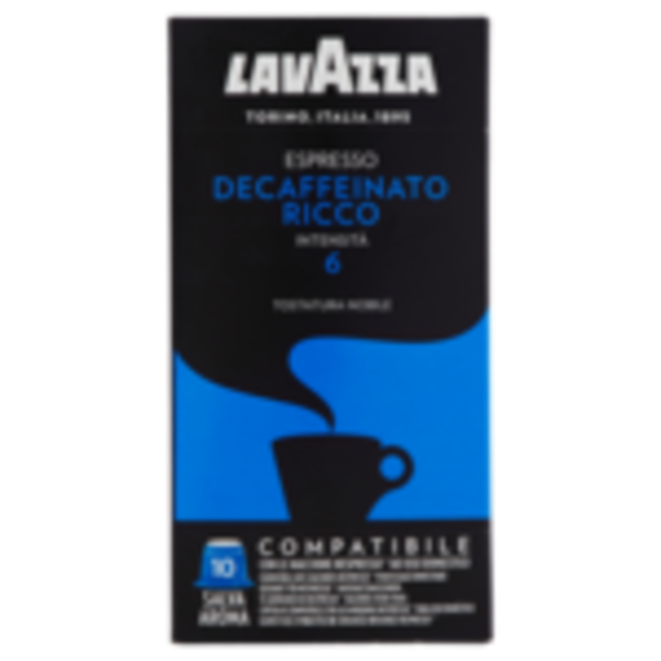 Lavazza, Caffè Espresso Dek Ricco, Intensità 6/13 - 10 Capsule Compatibile con Macchine Nespresso*