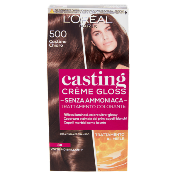 L'Oréal Paris Tinta Capelli Casting Creme Gloss, Senza Ammoniaca, 500 Castano Chiaro
