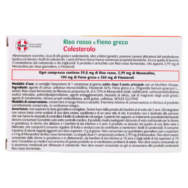 Matt Divisione Pharma Fitosteroli e Riso rosso Colesterolo 40 compresse filmate 40 g