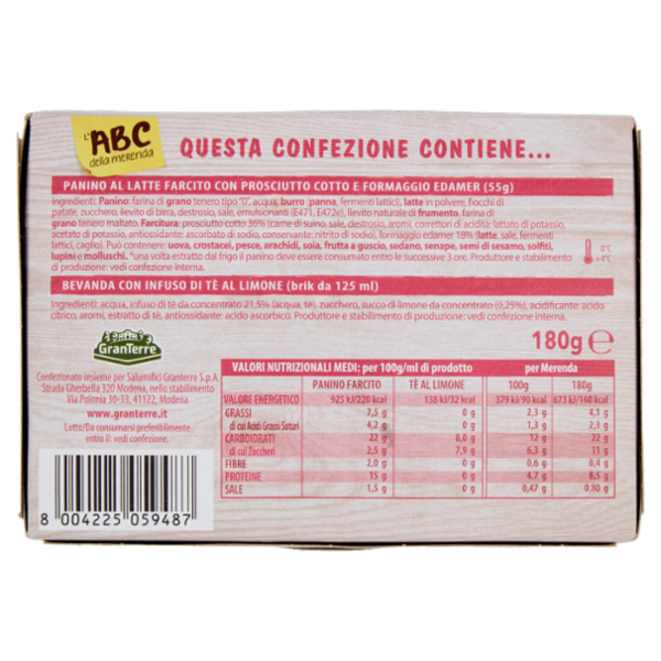 Teneroni l'ABC della merenda Panino Soffice con Prosciutto Cotto e Formaggio 170 g