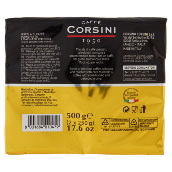 Caffè Corsini Caffè Macinato Qualità Oro Moka 2 x 250 g