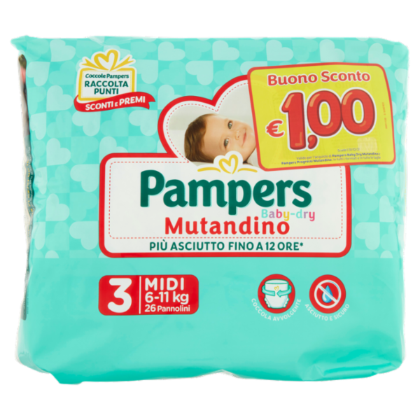 Pampers Baby-dry Mutandino 3 Midi 26 pz