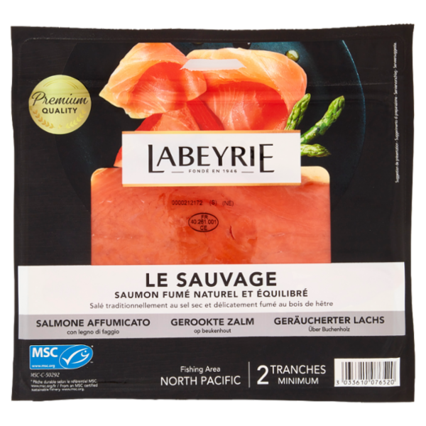 Labeyrie il Selvaggio Salmone Affumicato MSC, gusto Naturale 75 g