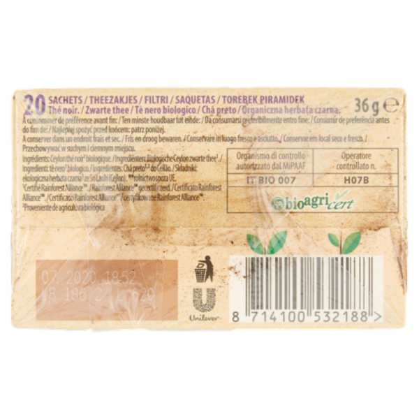 Lipton Té Nero Bio Ceylon 20 Filtri 36 g