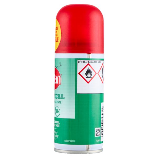 Autan Tropical Spray Secco Insetto Repellente e Antizanzare Tigre, Comuni e Tropicali, 100ml