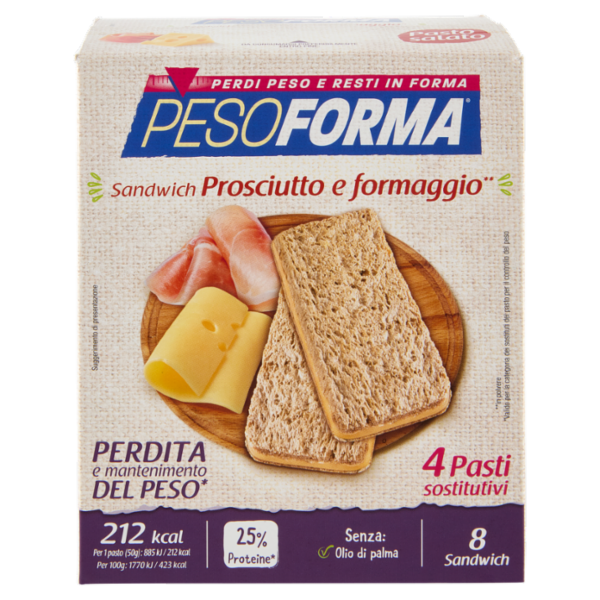 Pesoforma Sandwich Prosciutto e formaggio** 8 x 25 g