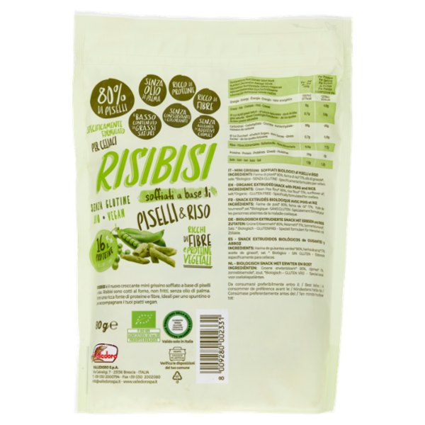 Valledoro Risibisi soffiati a base di Piselli & Riso Bio 80 g