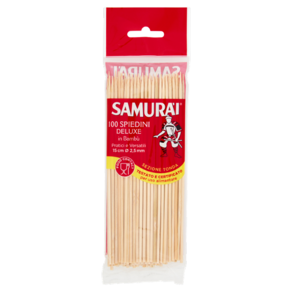 Samurài Spiedini Deluxe in Bambù Sezione Tonda 15 cm Ø 2,5 mm 100 pz