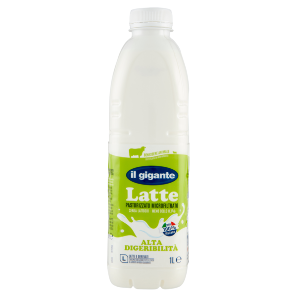 IL GIGANTE Latte Pastorizzato Microfiltrato Senza Lattosio Alta Digeribilità 1 L