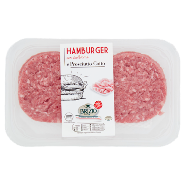 Brizio Hamburger con salsiccia e Prosciutto Cotto 0,220 Kg