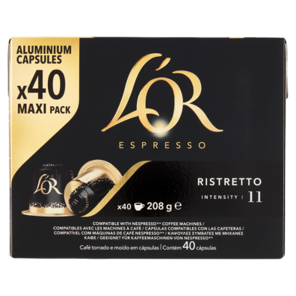 L'Or Espresso Ristretto 11- 40 Capsule Caffè Compatibili con Macchine Nespresso*® Original 208g