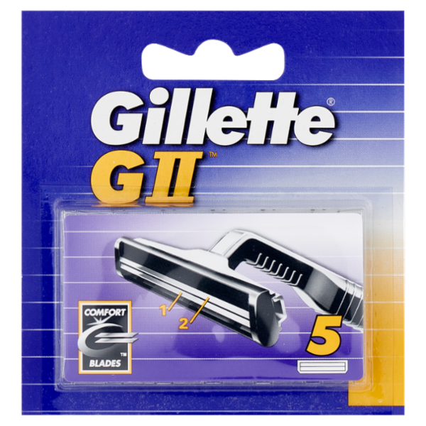 Gillette Lamette di Ricambio per Rasoio da Uomo GII, 5 Ricariche