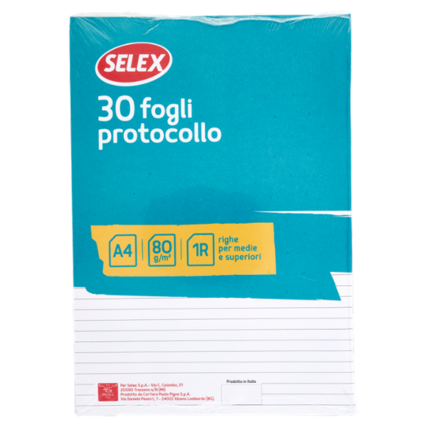Selex Fogli Protocollo Formato A4 30 Fogli 80 g Riga Unica