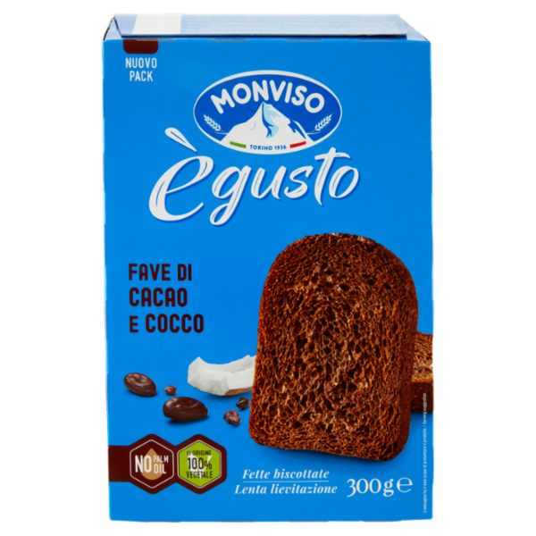 Monviso ègusto Fave di cacao e cocco Fette biscottate 300g