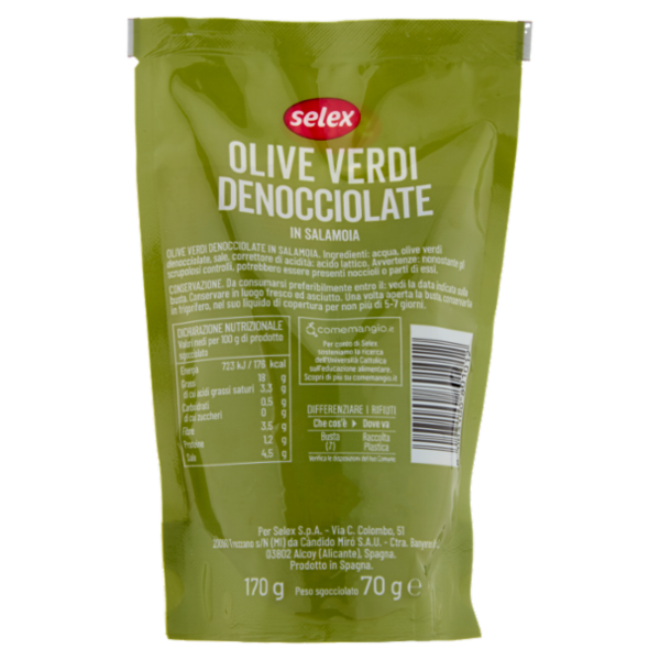 Selex Olive Verdi Denocciolate in Salamoia 170 g