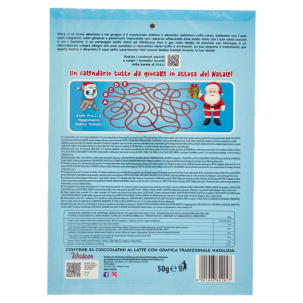 Walcor Calendario dell'Avvento Cioccolato al latte 50 g
