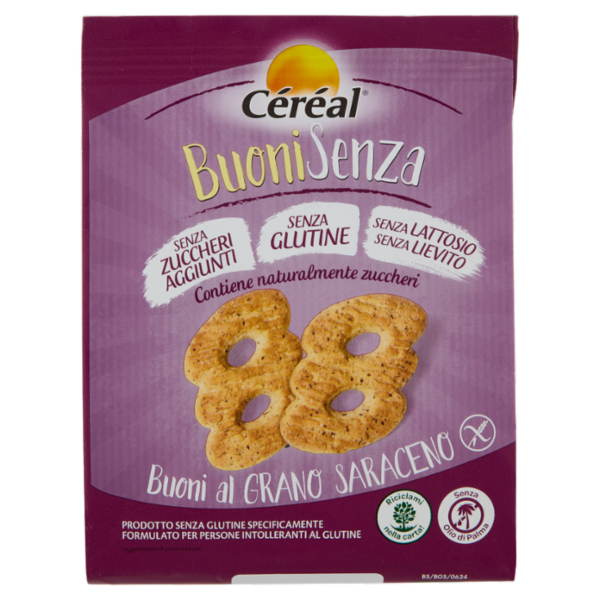 Céréal Biscotti BuoniSenza Buoni al Grano Saraceno, Senza Glutine, Senza Zuccheri aggiunti 200 g