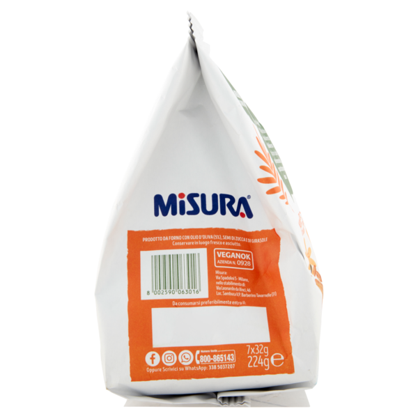 Misura Natura Ricca Snack Croccanti con Farro, Semi di Zucca e Girasole 7 x 32 g