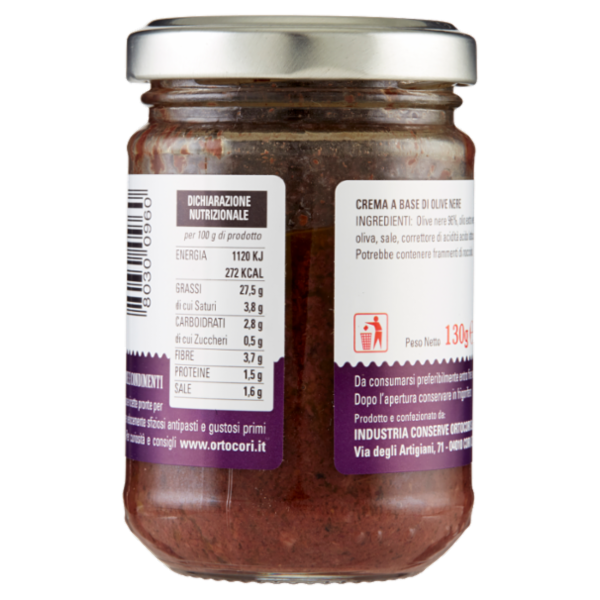 ortoCori Creme e Condimenti Crema di Olive Nere 130 g