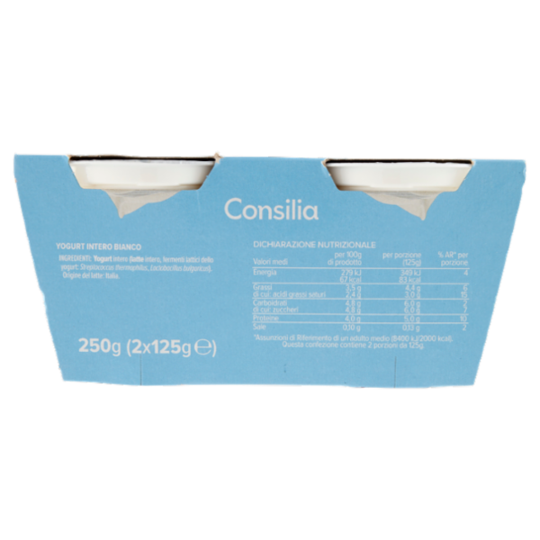 Consilia Yogurt Intero Bianco Naturale 2x125 g