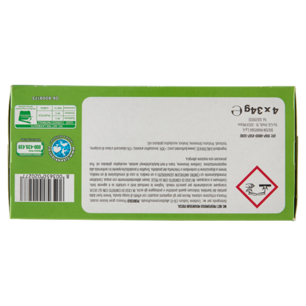 Wc Net - Tavoletta Profumoso 3 Effect, Detergente Igienizzante Solido WC, Mountain Fresh, 4 Pezzi