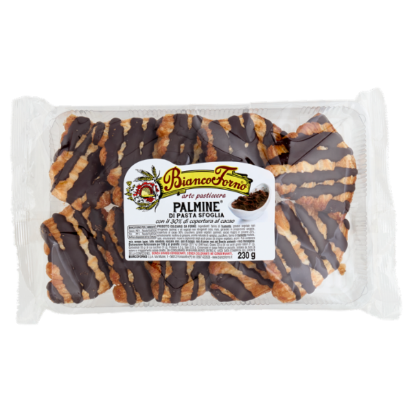 BiancoForno Palmine di Pasta Sfoglia con il 30% di copertura al cacao 230 g