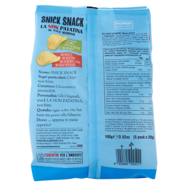Fiorentini gli Originali Snick Snack la Non Patatina al Sale Marino 5 x 20 g