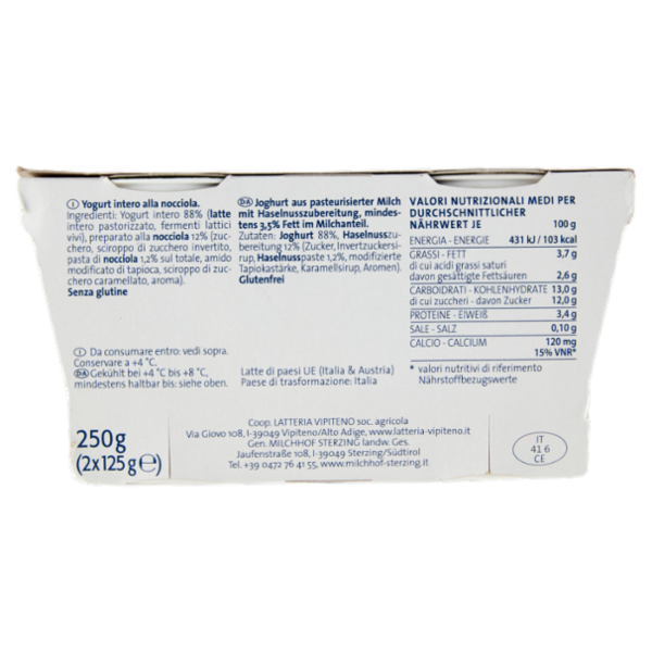 Sterzing Vipiteno Yogurt intero Nocciola 2 x 125 g