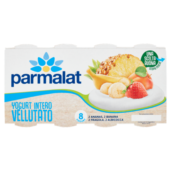 parmalat Yogurt Intero Vellutato 2 Ananas, 2 Banana, 2 Fragola, 2 Albicocca 8 x 125 g