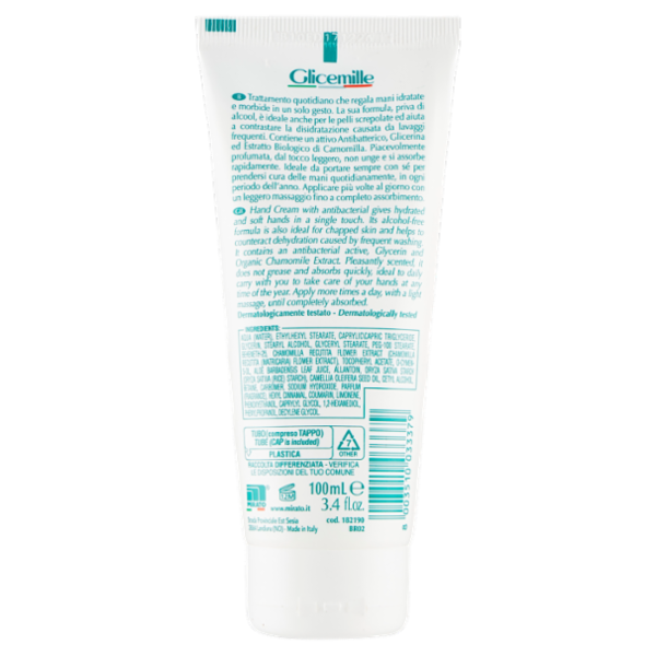 Glicemille Crema Mani 2in1 Idratante e Vellutante con Antibatterico 100 mL