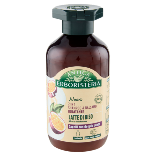 Antica Erboristeria 2 in 1 Shampoo & Balsamo Idratante Latte di Riso & Frutto della Passione 225 ml