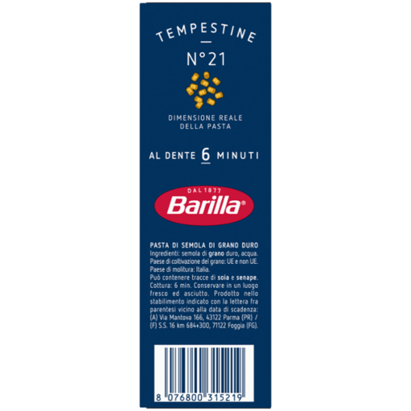 Barilla Pasta Tempestine n.21 100% Grano Italiano 500g