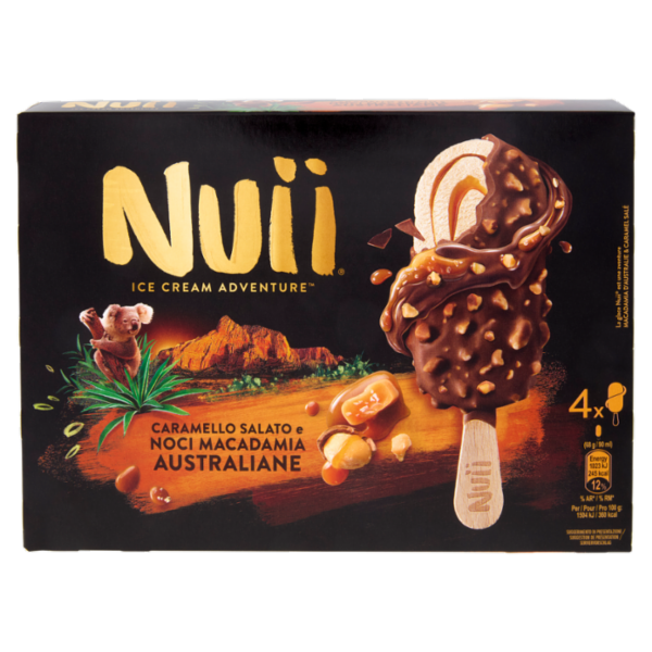 NUII Caramello Salato e Noci Macadamia Australiane 4 x 68 g
