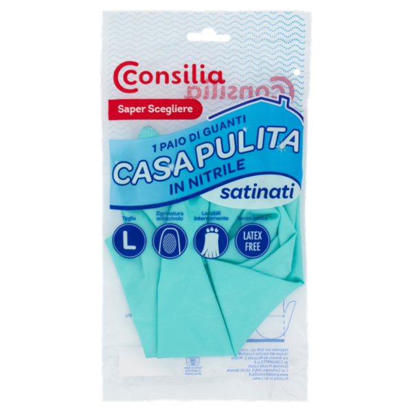 Consilia Saper Scegliere 1 Paio di Guanti Casa Pulita in Nitrile satinati Taglia L