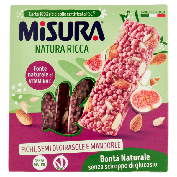 Misura Natura Ricca Fichi, Semi di Girasole e Mandorle 3 x 22 g