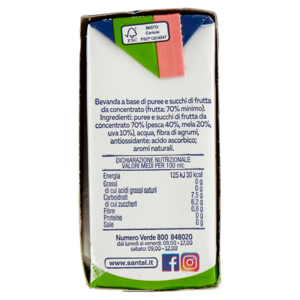 Santàl Dolce di Natura pesca Senza Zuccheri Aggiunti 3 x 200 ml