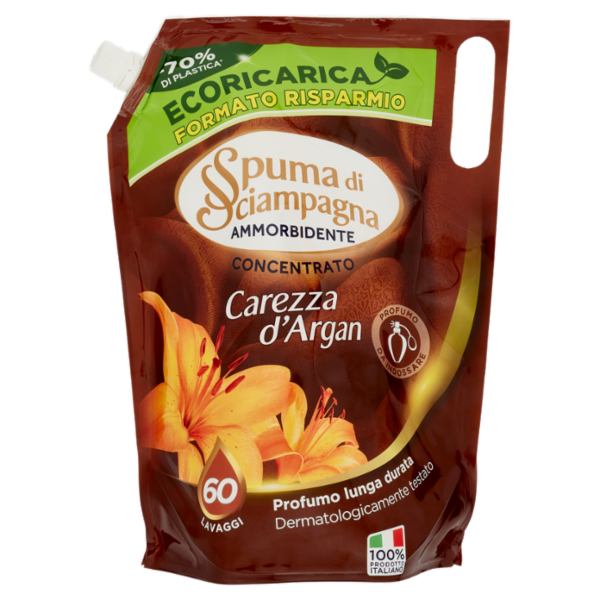Spuma di Sciampagna Ammorbidente Concentrato Carezza d'Argan Ecoricarica 1200 ml