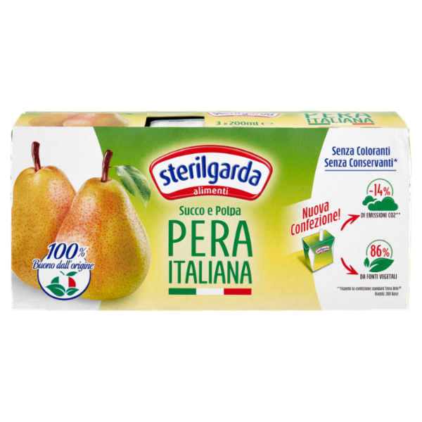 sterilgarda Succo e Polpa Pera Italiana 3 x 200 ml