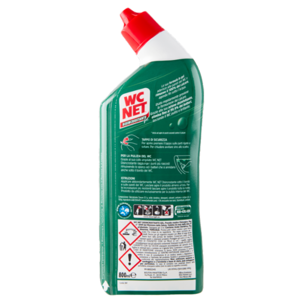 Wc Net - Pulitore Liquido per WC, Disincrostante Disinfettante Gel per Sanitari e Superfici, 800 ml