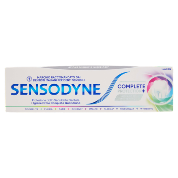 Sensodyne Complete Protection+ Whitening, Dentifricio Denti Sensibili, Igiene orale completa 75 ml