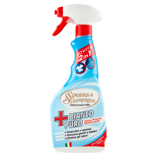 Spuma di Sciampagna Smacchiatore Bianco Puro Spray Mousse Igienizzante 500 ml