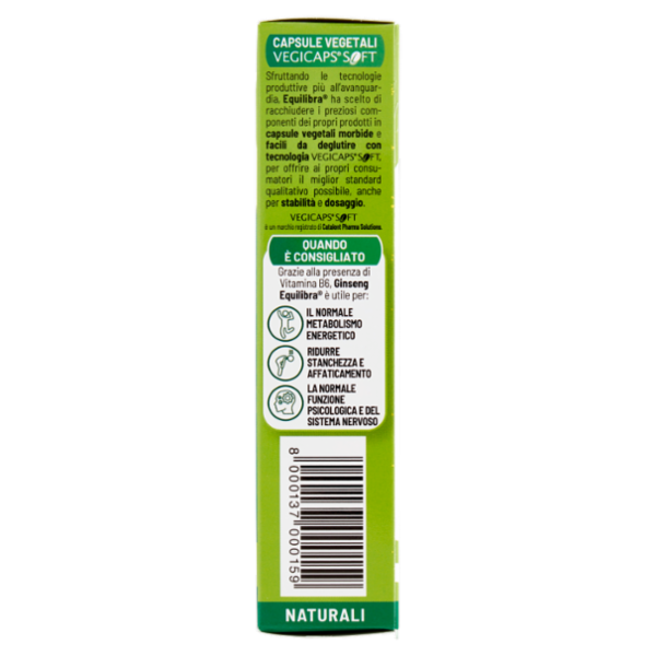 equilibra Ginseng Tono ed Energia 60 Capsule Vegetali Naturali 19,2 g