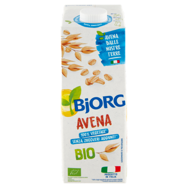 BJORG Avena Bevanda Vegetale Bio, Avena Italiana, Senza Zuccheri Aggiunti, Prodotto in Italia, 1L