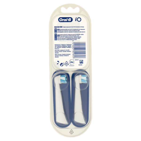Oral-B iO Testine Ricambio Ultimate Clean Bianche Spazzolino Elettrico Denti Ricaricabile, 2 Refills