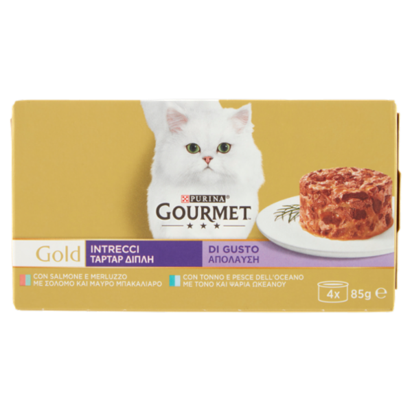 PURINA GOURMET Gold Intrecci di Gusto Salmone & Merluzzo / Tonno & Pesce dell'Oceano 4x85g